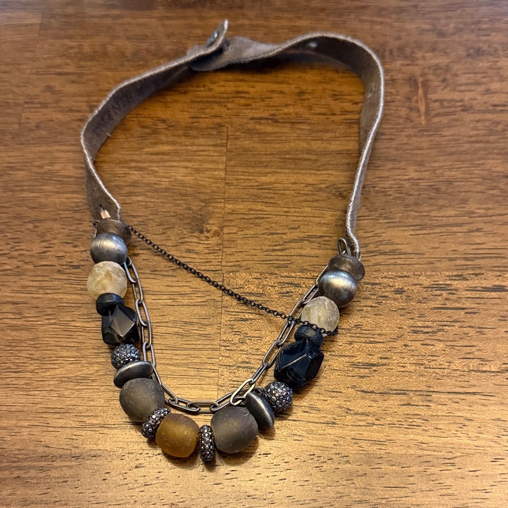 Chic Black and Brown Beaded Necklace brand Twine and Twig never worn